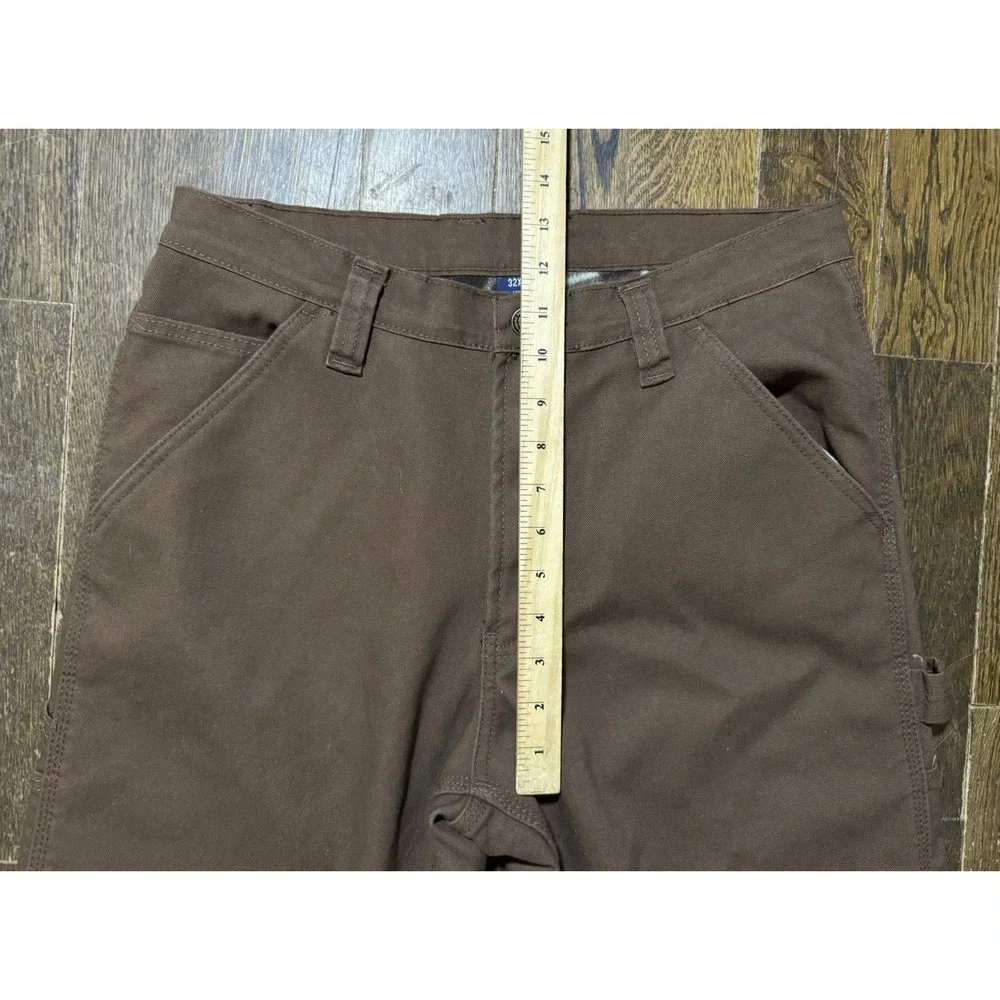 Rugged Wear Carpenter Pants Mens Size 32x30 Flannel Lined Brown Straight Leg
